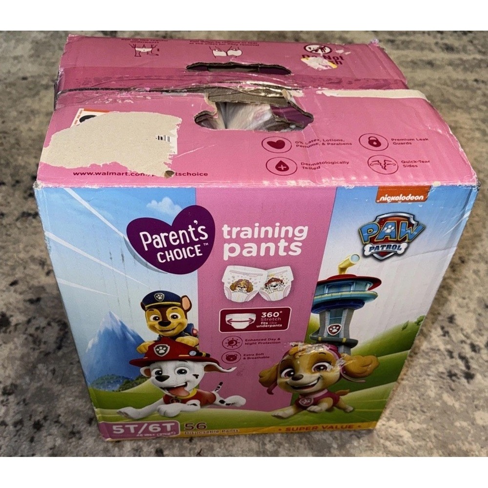 Paw Patrol Training Diapers Toddler Girls 5T/6T 56 Count Sealed Packages